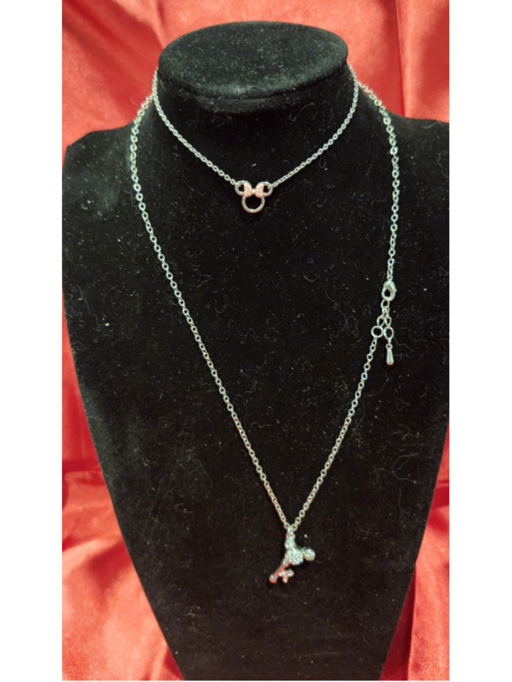 Disney Mickey Mouse Key Necklace and Minnie Mouse Anklet